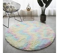 Tapis rond à poils longs doux et pelucheux pour salon et chambre à coucher, décoration d'intérieur, multicolore, 1,8 m de diamètre