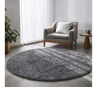 Tapis rond à poils longs pour chambre à coucher, chambre d’enfant ou dortoir, tapis pelucheux et moelleux, décoration mignonne pour bébé/adolescent, 1,8 x 1,8 m, gris