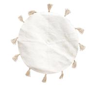 The home deco factory - Tapis rond en coton à pompons TX9033 90 cm Blanc cassé