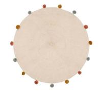 Tapis Rond à Pompons pour Chambre, Style Décontracté - Ø 90 cm