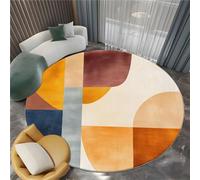 Tapis Rond Abstrait de Couleur, Doux et antidérapant Lavable en Machine Tapis de Chambre - Motif Minimaliste Géométrique Blocs De Couleurs pour Salon Cuisine Couloir Salle de Bain - 150 cm