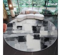 Tapis Rond Abstrait Minimaliste Géométrique - Doux et Antidérapant Tapis Rond Poils Courts 100 cm Lavable en Machine, Gris Shaggy Moquette pour Salon Chambre à Coucher Entrée Bureau