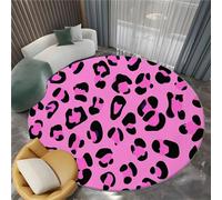 Tapis Rond Abstrait Rose Salon, Simple Imprimé Léopard Imprimé Tapis de Sol Décoration Antidérapant - 180 cm pour Salon Chambre Cuisine Balcon Terrasse Salle à Manger