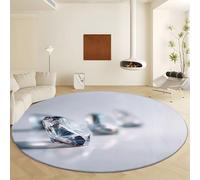 Tapis Rond Antidérapant 120 cm, Imprimé Géométrique Losange Losange Rond Tapis Doux Moelleux Surréalisme Lavable pour Décoration Salle à Manger Chambre Canapé Cuisine