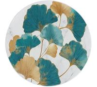 Tapis Rond Antidérapant 60 cm, Élégant Marbre Feuille de Ginkgo décoration intérieure Rond Imprimé Tapis, Sarcelle Lavables Flanelle Douce Circulaire pour Salon Chambre Cuisine Bureau