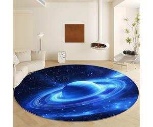Tapis Rond Antidérapant 90 cm, Univers Espace Galaxie Tapis Rond Lavable, Étoile Spatiale Tapis Rond Doux à Poil Court pour Cuisine, Buanderie, Salon, Salle à Manger
