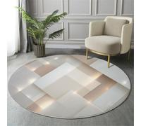 Tapis Rond Antidérapant 90cm, Doux Moelleux Géométrie Cube Imprimé Minimalisme Espace Tridimensionnel Lavable Poil Bas Blanc Tapis de décoration, pour Décoration Salle à Manger Chambre Canapé