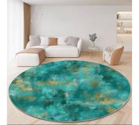 Tapis Rond Antidérapant Abstrait Impressionnisme Impression Numérique Imprimer Grand et Léger, Sarcelle Lavable En Machine Poils Courts Tapis Rond 180 cm pour Bureau Salle à Manger L'intérieur Décorer