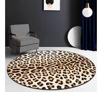 Tapis Rond antidérapant Assis Tapis Tapis Tapis Lavable Tapis Chaise rotray pour décor de Chambre Imprimé léopard Marron Mode Sexy,ø 180CM