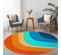 Tapis Rond Antidérapant de Décoration, Tapis Rond Doux Enfant Minimaliste Élégant Simple Vibrant pour Salon Chambre Cuisine Balcon Terrasse Salle à Manger Intérieur Extérieur (80 cm, Orange)