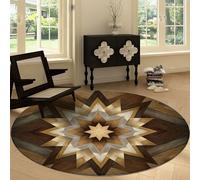 Tapis Rond Antidérapant de Moderne 220 cm, Tapis Rond Lavable à Poils Courts Traditionnel Rétro Cowboy Géométrie Étoiles - Moquette Western pour Salon Salle de Jeu - Moquette Chambre Adulte Ado