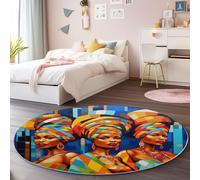 Tapis Rond antidérapant de Style Femme Africaine De Dessin Animé Doux et Lavable en Machine, pour Chambre à Coucher Salon Salle à Manger décoration d'intérieur - 180 cm, Coloré