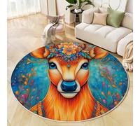 Tapis Rond antidérapant de Style Mandala Wind Animaux fantastiques Doux et Lavable en Machine pour Chambre à Coucher, Salon, Salle à Manger - 60cm