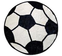 Tapis rond antidérapant football noir et blanc pour salon et chambre