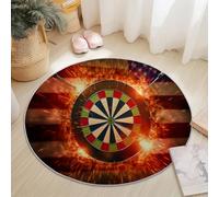 Tapis Rond Antidérapant Style Art Numérique Drapeau Cible De Fléchettes Imprimer Grand et Léger, Rouge Lavable en Machine Poils Courts Tapis Rond 180 cm pour Bureau Salle à Manger L'intérieur Décorer