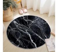 Tapis Rond Antidérapant Surréalisme Marbre Art Numérique Imprimer Grand et Léger, Noir Lavable en Machine Poils Courts Tapis Rond 180 cm pour Bureau Salle à Manger L'intérieur Décorer