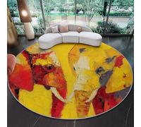 Tapis Rond au Motif Expressionnisme Abstraction Art Jaune - Tapis extérieur Rond 150 cm, Résistant aux Intempéries, Antidérapant et Élégant pour Salle à Manger, Jardin et Entrée