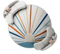 Tapis Rond au Motif Minimalisme Soleil Décoration Multicolore - Tapis extérieur Rond 100 cm, Résistant aux Intempéries, Antidérapant et Élégant pour Salle à Manger, Jardin et Entrée