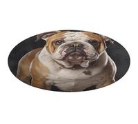 Tapis rond avec motif bouledogue anglais, doux, absorbant, antidérapant, pour chambre à coucher, salon, décoration d'intérieur, 80 x 80 cm