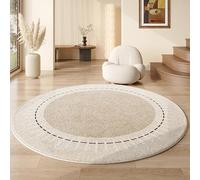 Tapis Rond Beige Minimaliste Microfibre ZAHHYG, Tapis Lavable en Machine, Diamètre 90cm