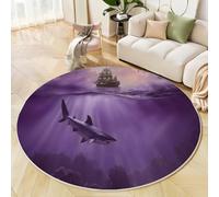 Tapis Rond Brun pour Interieur, Tapis Imprimé Ours Grizzly Ruisseau Montagne Lavable et Antidérapant Nature Faune Sauvage, Facile à Entretenir pour Salon Chambre à Coucher Cheminée 180cm