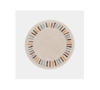 Tapis rond chambre d'enfant berbère - Adel - Beige et traits multicolore - Ø 160 cm