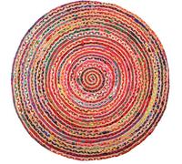 Tapis rond coloré en jute et en coton India Ø 120