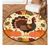 Tapis rond de 1,5 m pour salon, chambre à coucher, chambre d'enfant, tapis circulaire lavable, antidérapant pour décoration d'intérieur, motif dessin animé, Thanksgiving, ferme, turquie