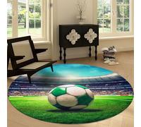 Tapis Rond de Chambre 100 cm Doux Imprimé Art Abstrait, Tapis Rond de Salon Antidérapant Lavable Decor Terrain de Football Football Sport - Moquette pour Salle de séjour Chambre d'enfant Salle de Jeu