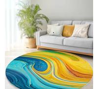 Tapis Rond de Chambre Doux Imprimé 220 cm Abstrait Dynamique Spirale Rayures, Tapis de Salon Antidérapant Lavable Decor Multicolore - Moquette pour Salle de Séjour Chambre d'enfant Salle de Jeu