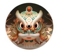 Tapis Rond de Danse du Lion Chinois 200cm - Tapis circulaires Doux antidérapants lavables Traditionnels pour Salon Chambre à Coucher Cuisine buanderie Chambre d’Enfant