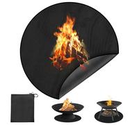 Tapis rond de puits de feu, tapis protecteur de BBQ de 38 pouces, tapis ignifuge de BBQ tapis résistant à la chaleur de toile de feu de BBQ de fibre de verre pliable portatif