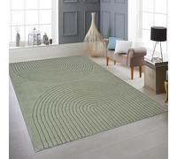 Tapis rond de rêve - Rond - Moderne - Pour salon, chambre à coucher - Design géométrique - Doux - Facile d'entretien - Vert - 120 x 160 cm