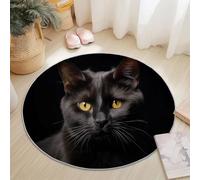 Tapis Rond de Salon 180 cm, Animaux Chats Portraits Imprimer Moelleux Doux et Antidérapant Tapis Ronds Noir - pour Chambre Cuisine Salle à Manger Intérieur Couloir
