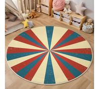 Tapis Rond De Salon 3D Rouge Bleu Rayons De Soleil Adolescent Garçon Fille Décoration De La Chambre Antidérapant De Jeu Art Cyberpunk pour Wnfants en Douce Maison Décor,200Cm