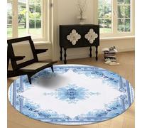 Tapis Rond de Salon Lavable 100 cm Minimalisme, Tapis Rond Interieur Impression Géométrique Losange Fleurs - Moquette Moderne Doux Antidérapant pour Salon Chambre à Coucher Canapé Chambre d'enfant