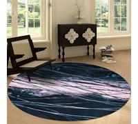 Tapis Rond de Salon Lavable Minimalisme, Tapis de Antidérapant 150 cm Moquette de Sol Abstrait Branches Graffiti Rayures pour Chambre Cuisine Balcon Terrasse Salon Salle à Manger Intérieur Extérieur