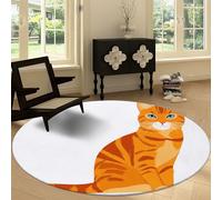 Tapis Rond de Salon Lavable Minimalisme, Tapis de Antidérapant 220 cm Moquette de Sol Dessin Animé Animaux Rayures Chat pour Chambre Cuisine Balcon Terrasse Salon Salle à Manger Intérieur Extérieur