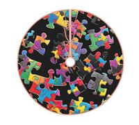 Tapis rond de sensibilisation à l'autisme - 91,4 cm - Grand tapis de sapin de Noël - Décoration de vacances pour la maison et le bureau