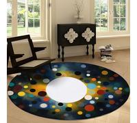 Tapis rond de style bohème avec silhouette humaine géométrique abstraite pour salon, chambre à coucher, 90 cm, antidérapant, lavable en machine, tapis de sol doux à poils courts pour décoration de