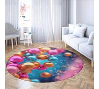Tapis Rond décoratif Lavable pour Salon Chambre à Coucher Doux antidérapant Tapis de Sol Vibrant de Style de fête 200cm