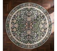 Tapis Rond,Décoration d'intérieur Moderne à Motif Floral et Feuilles, Noir, ø 160 cm, Personnalisable Tapis Fauteuil Pouf Salon Décoration Chambre Adulte ou Ado,