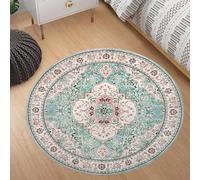Tapis Rond, Décoration Multicolore à Motif Floral Vintage Oriental, Rose, ø 200 cm, Large Rugs for Living Dining Room Lounge Bedrooms Decor Carpets Floor Protection Mat,