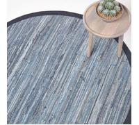 Tapis rond denim bleu en jeans recyclés - HOMESCAPES - Ø150 cm - Moderne - Uni - Intérieur