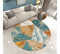 Tapis Rond Design Marbre Moderne, Circulaire avec Accents Dorés, Tapis de Sol Antidérapant Lavable pour Salon Chambre, Round Rug Doux et Flou pour Décoration Intérieure, 160 cm, Color 5