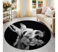 Tapis Rond Dessins Amusants d'ânes Décoration d'intérieur élégante 100 cm (Round) Lavable - Poils Courts Doux et antidérapant - pour Chambre à Coucher,Jeunesse individualisteBlanc