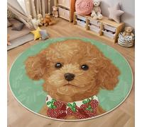 Tapis Rond Dessins Animés Animaux De Compagnie, Doux Poils Courts Dalmatien Ouaf Imprimé Antidérapant et Lavable Couleur Orange Tapis de Sol, pour Décoration Salle à Manger Canapé Cuisine 150cm