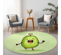 Tapis Rond Diamètre 140 cm, imprimé Mignon Simple Animé Avocat, Tapis de Sol Décoration Antidérapant pour Salon Chambre Cuisine Salle à Manger Intérieur Vert Clair