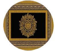 Tapis Rond d'Intérieur Noir Imprimé Antidérapant et Lavable 100 cm Grèce Antique Motif De Bordure Tapis Antidérapant et résistant, Moquette Rond à Poils Courts Doux pour Salon & Chambre
