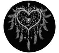 Tapis Rond d'Intérieur Noir Imprimé Antidérapant et Lavable 60 cm Minimalisme Attrape-Rêves Tapis Antidérapant et résistant, Moquette Rond à Poils Courts Doux pour Salon & Chambre